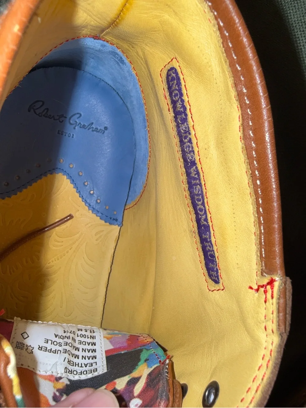 Robert Graham Bedford Chukka Boots 11.5 D Brown Multi Leather Suede Wool